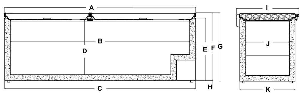 BD JUMBO Jumbo Storage Freezer dimension drawing, BD JUMBO SERIES