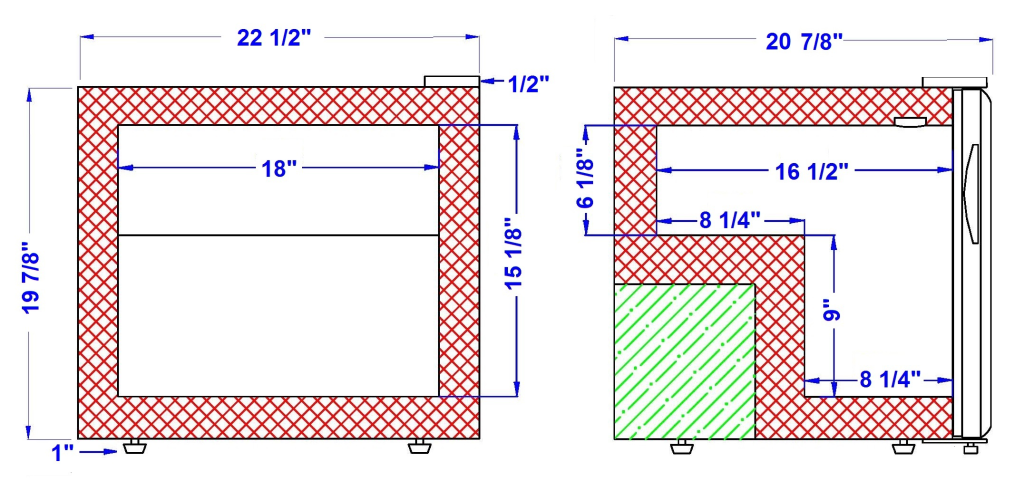 CTF Countertop Freezer & Ice Cream Freezer dimension drawing, CTF-2HC