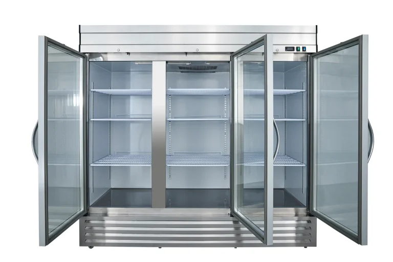 DSS-CG Stainless Steel Glass Door Cooler, doors open