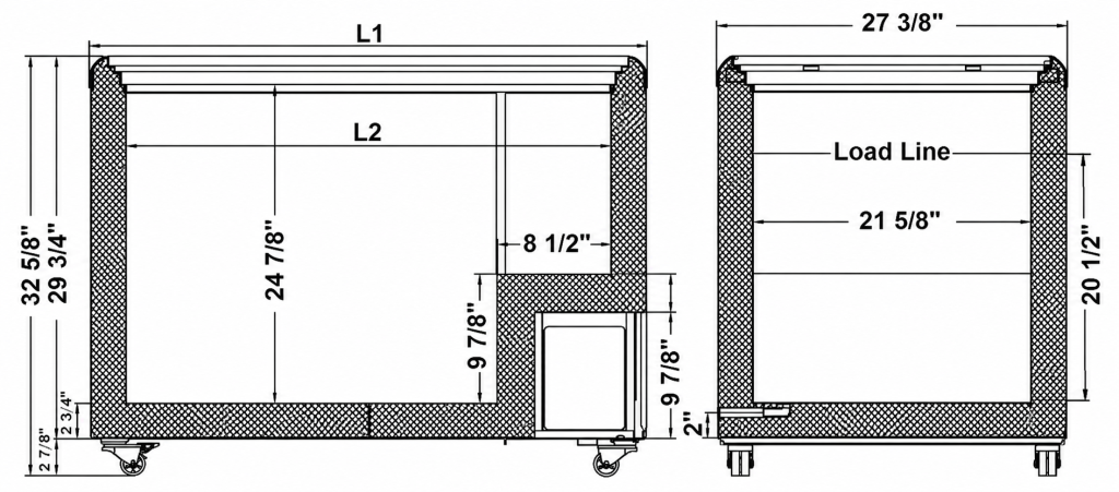 HB Dual Temp Cooler And Freezer dimension drawing