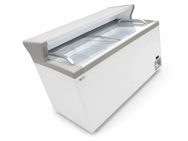 MCT Freezer and Ice Cream Freezer with Merchandising Countertop, side view