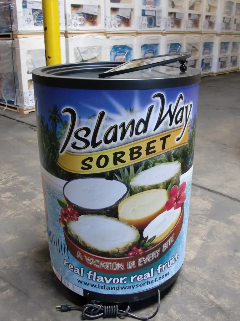 RF Barrel Freezer and Ice Cream Freezer, with Island Way Sorbet graphics