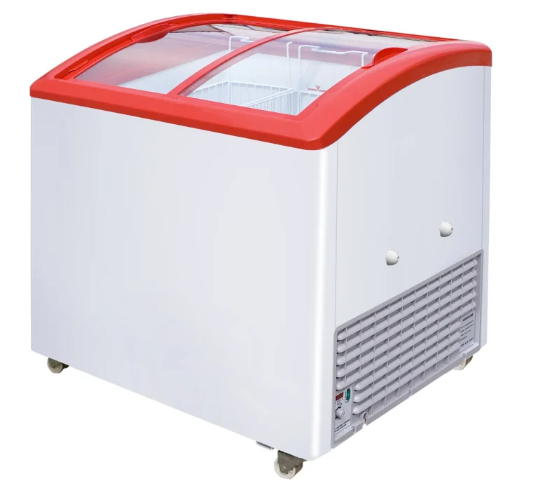 VB Curved Lid Display Freezer & Ice Cream Freezer, red trim
