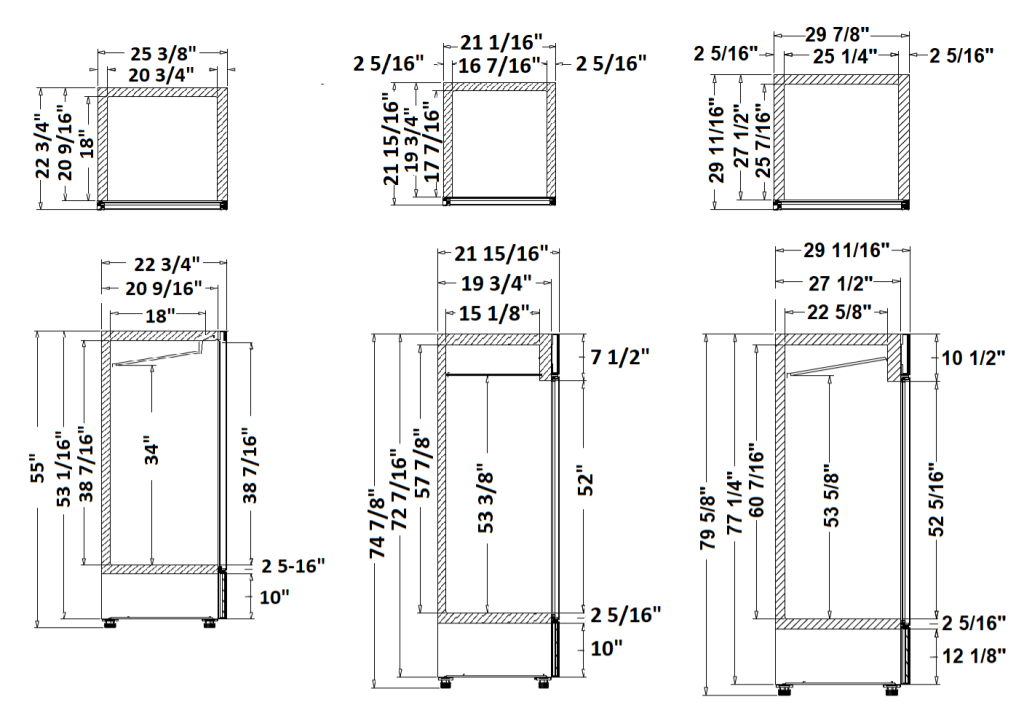 VF Heavy Duty Upright Freezer dimension drawing, VF-8 SERIES