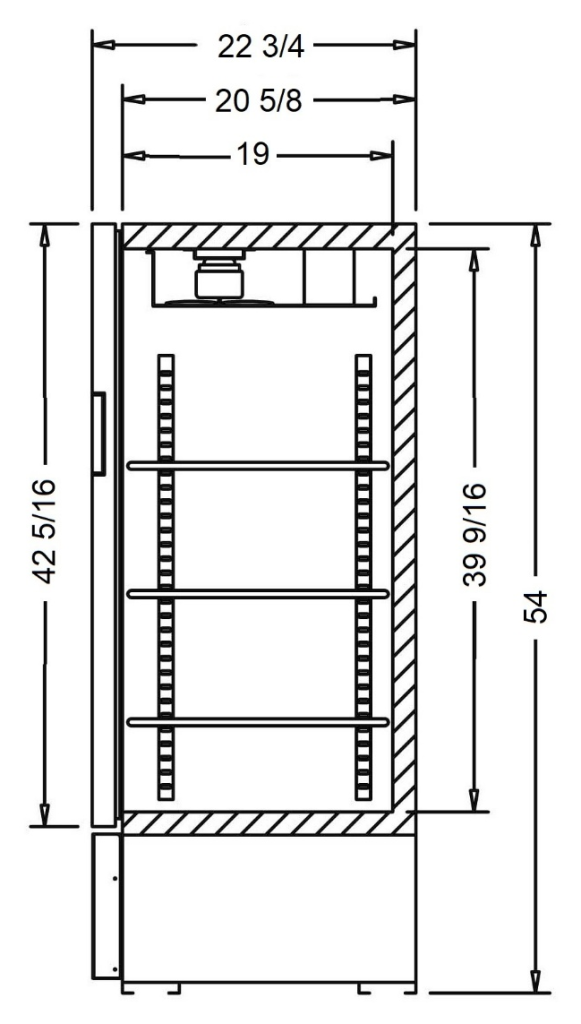 VR Heavy Duty Upright Cooler dimension drawing, VR-10HC