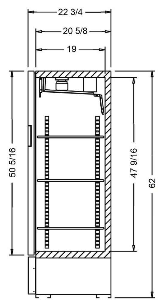 VR Heavy Duty Upright Cooler dimension drawing, VR-12HC